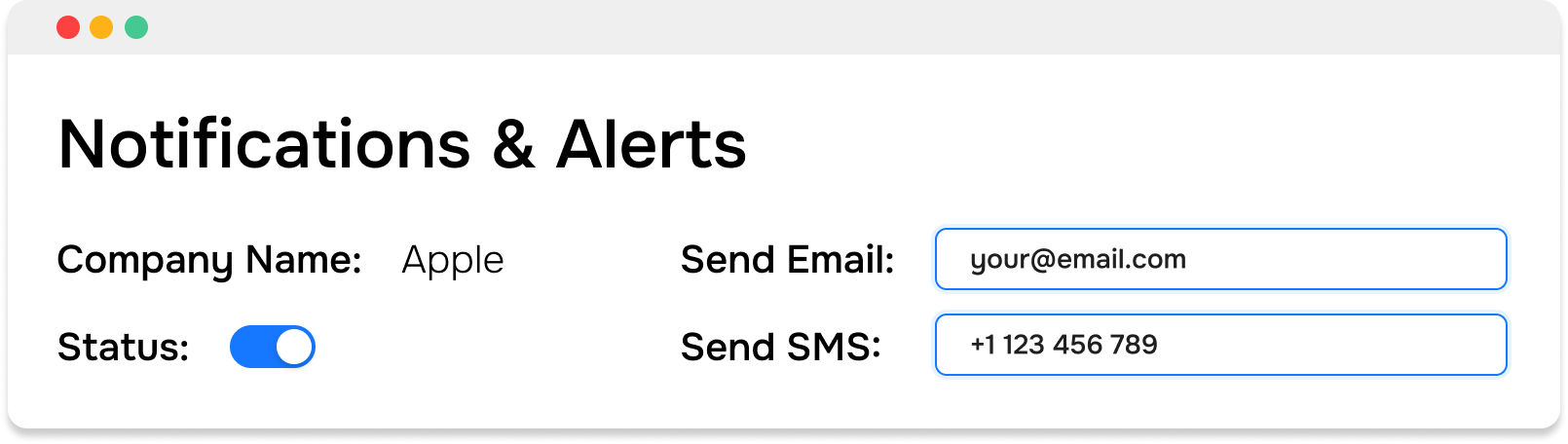 Alerts notification setup