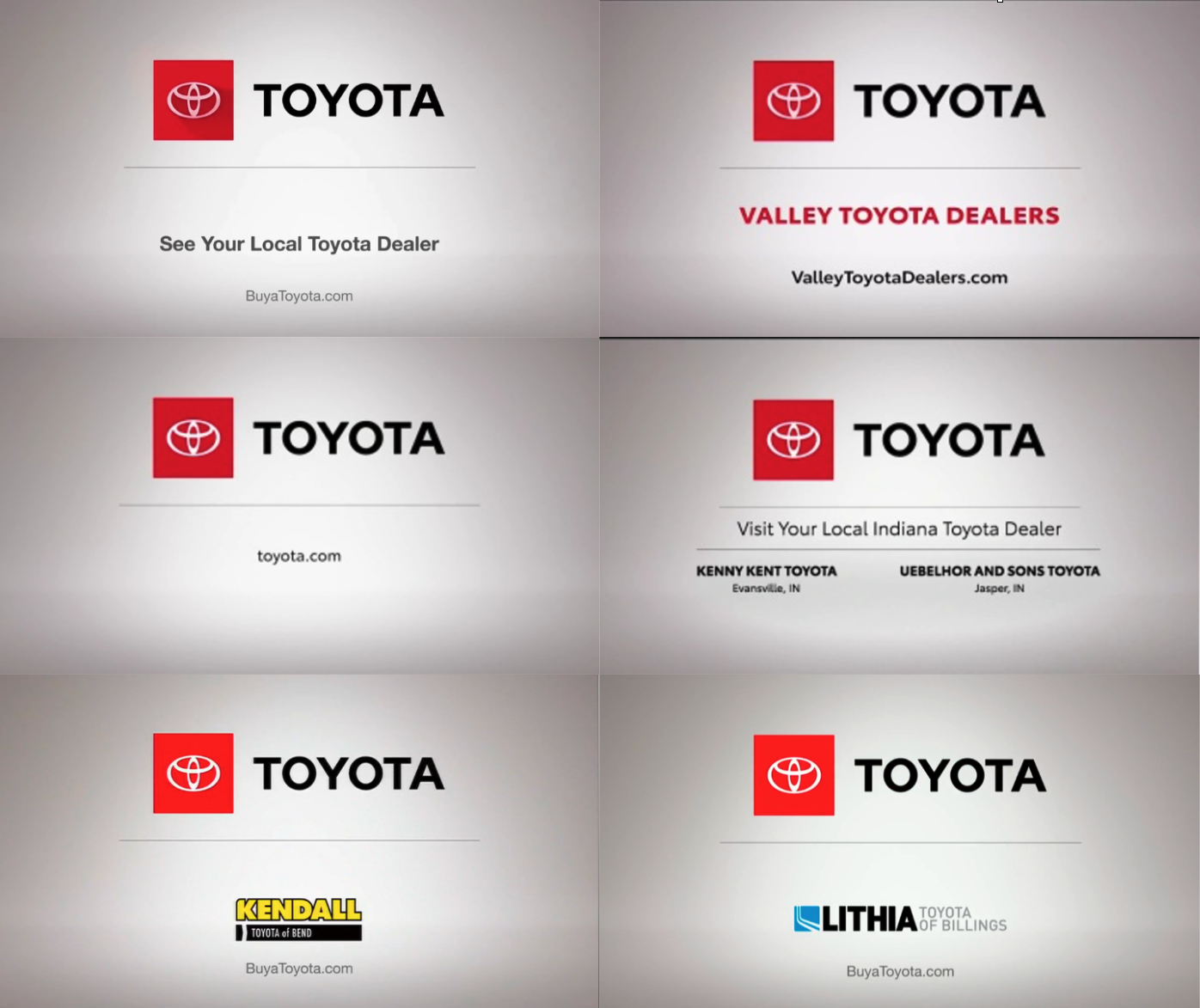 Different exit screens for Toyota ads